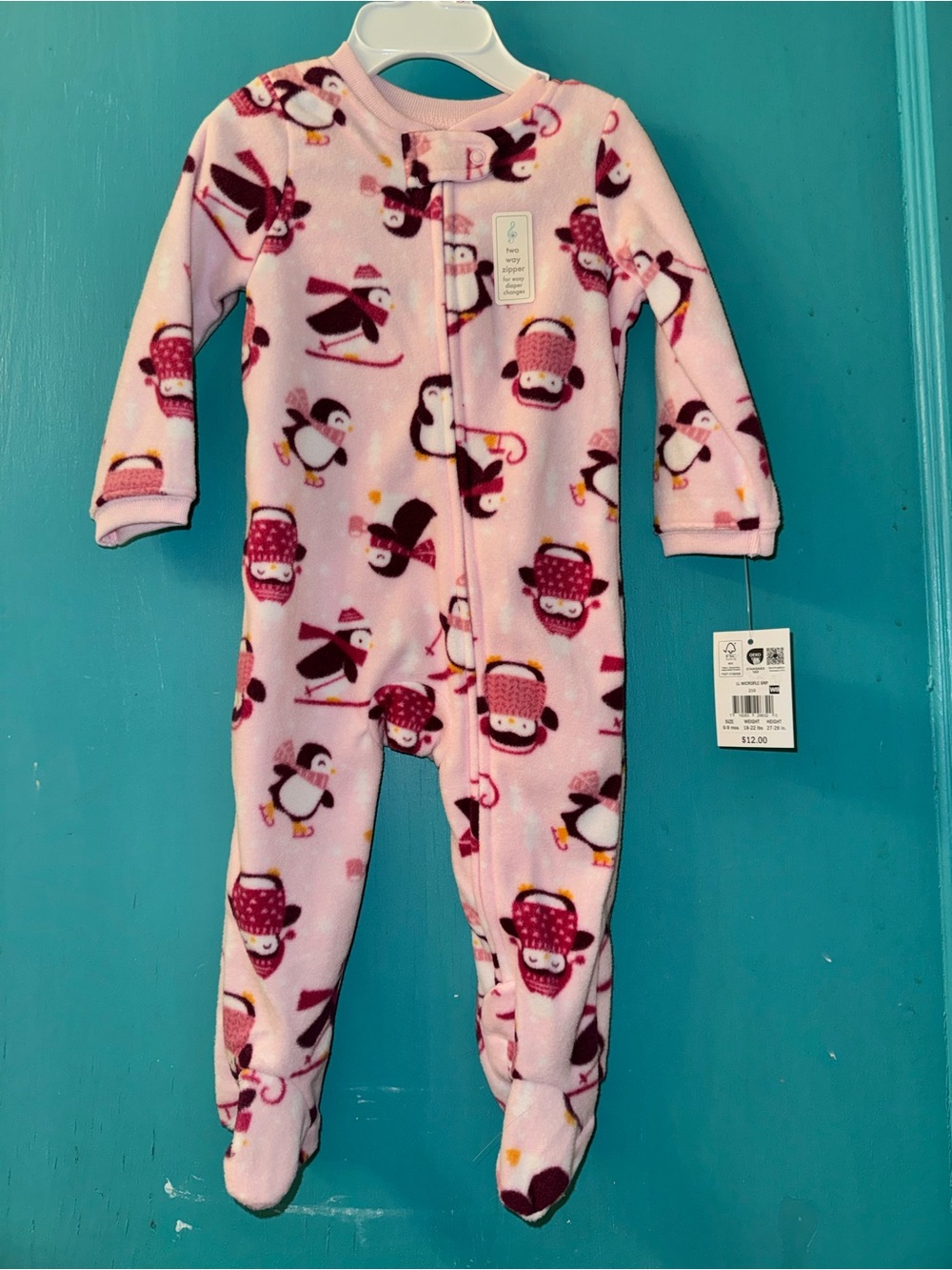Pink Penguin Fleece Footed sleeper